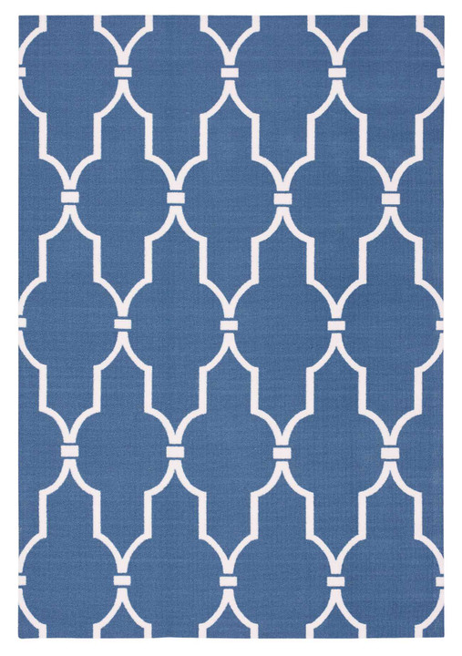 Inhaven Home &Garden Navy Geometric Trellis Moroccan Indoor/Outdoor Rug