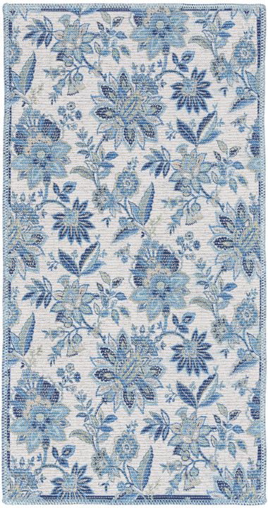 Waverly Washables Collection Ivory Blue Modern &amp; Contemporary Indoor Rug