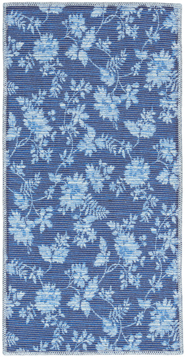 Waverly Washables Collection Floral Blue Modern & Contemporary Indoor Rug