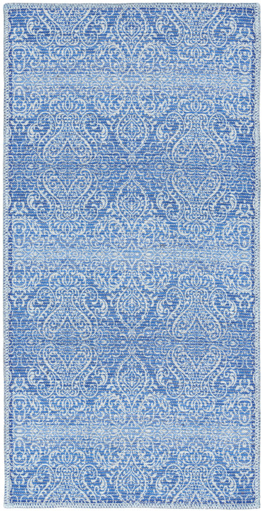 Waverly Washables Collection Damask Blue Modern & Contemporary Indoor Rug