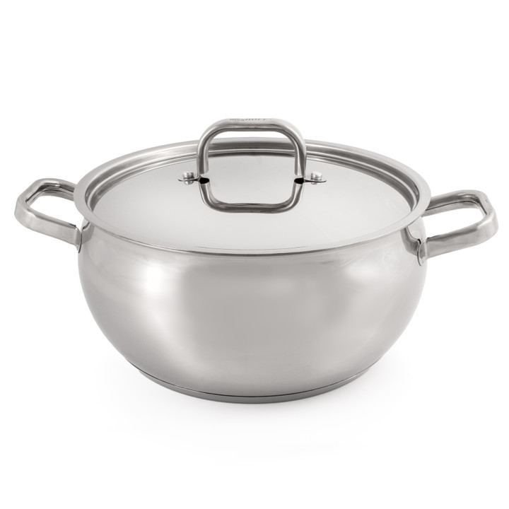 BergHOFF Belly Shape 18/10 Stainless Steel 5.5 Quart Stock Pot with Stainless Steel Lid, 9.5"