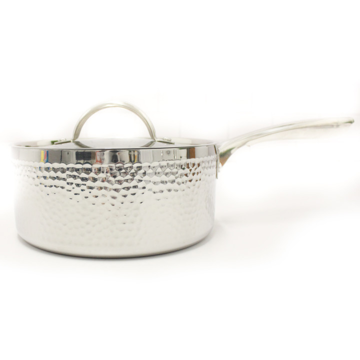 BergHOFF Hammered Tri-Ply Stainless Steel 8" Covered Saucepan