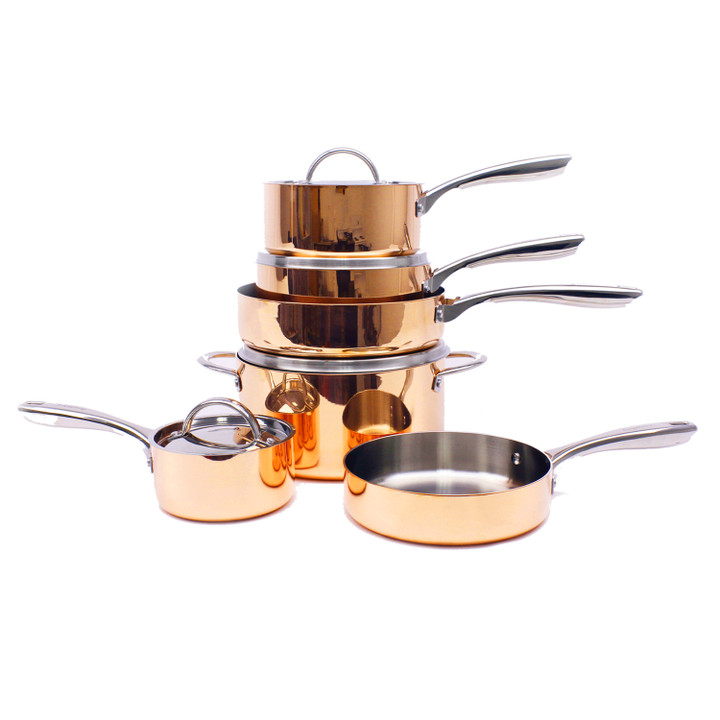 BergHOFF Copper Tri-Ply 10 piece Cookware Set, Polished