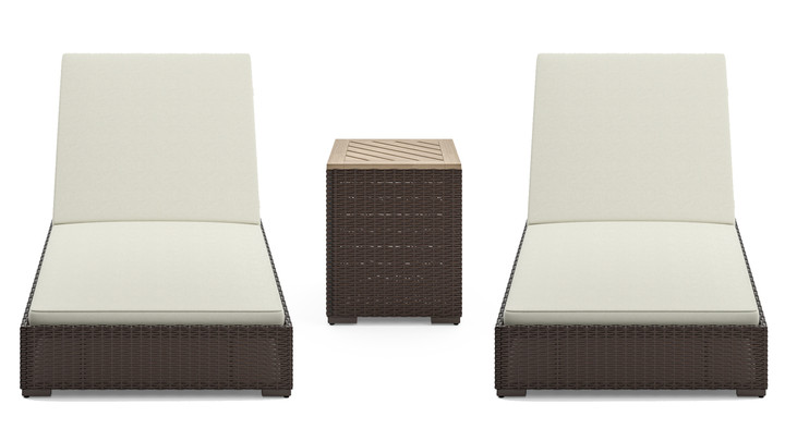 Palm Springs Outdoor Chaise Lounge Pair and Side Table