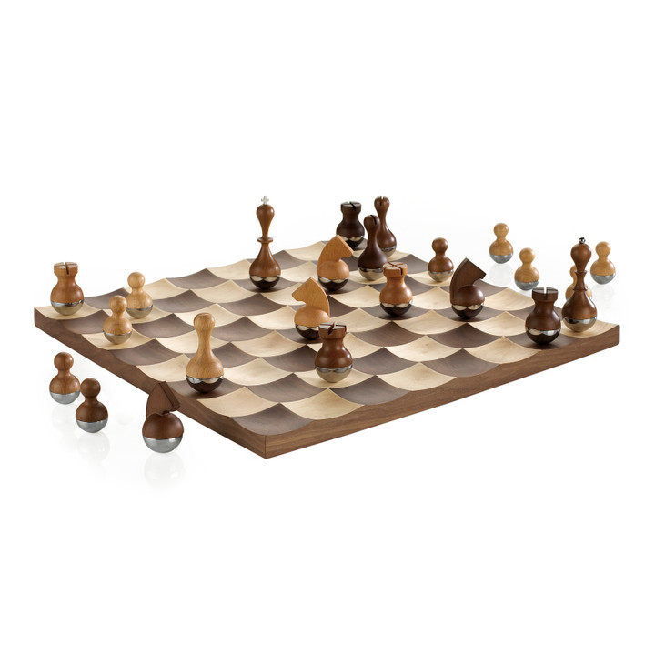Umbra Wobble Chess Set  Walnut (Set of 2)