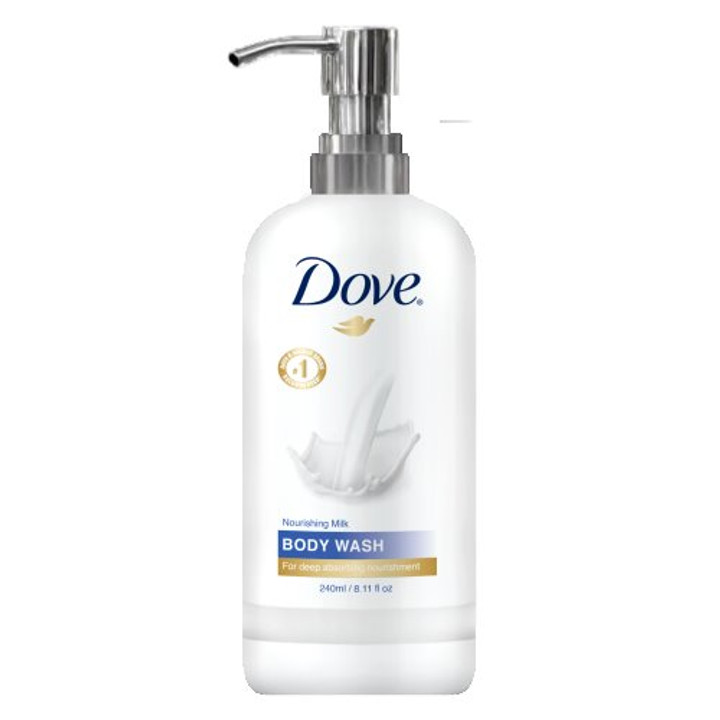 Dove Nourishing Milk Body Wash, 8.11oz Bottle with Pump (24 Bottles)