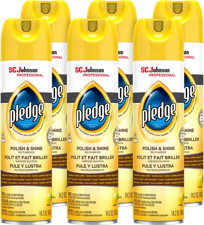 Pledge Polish & Shine Cleaner - 14.2 oz, Multi-Surface, Lemon (Pack of 6)