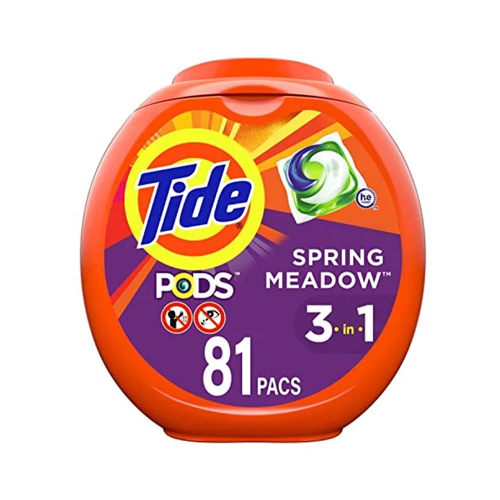 Tide PODS Liquid Laundry Detergent - 81 Count, Spring Meadow Scent (Pack of 4)