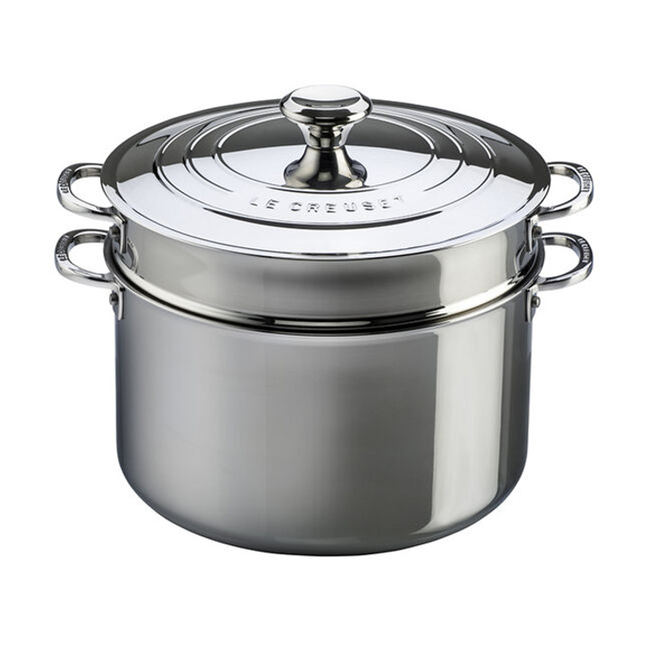 Le Creuset Stainless Steel 9 Qt. Stockpot with Lid & Deep 10" Colander Insert