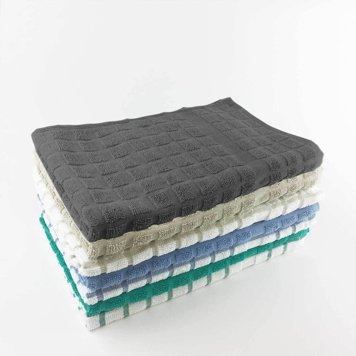 100% Ring-Spun Cotton Kitchen Towel, Windowpane Stripe (Pack of 144)