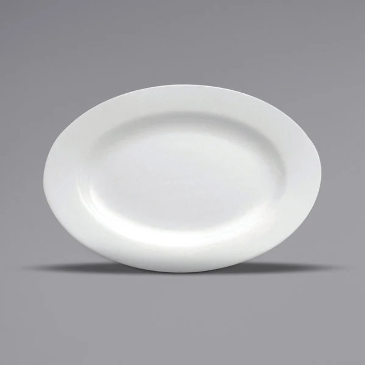 Oneida Buffalo Bright White Rolled Edge Oval Porcelain Platter (Casepacks Vary by Size)