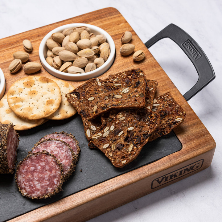 Viking 7-Piece Acacia Wood Slate Cheese Board/Charcuterie Set