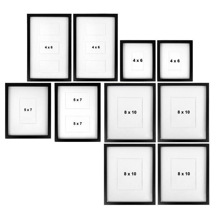 Martha Stewart 10 Piece Assorted Size Picture Frame Set in Black