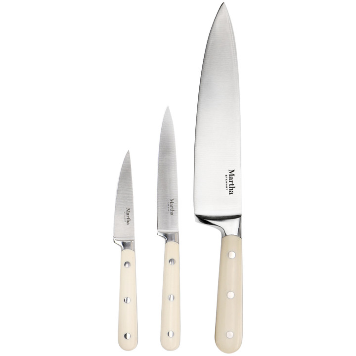 Martha Stewart Stainless Steel 14 Piece Cutlery And Knife Block Set In Cream