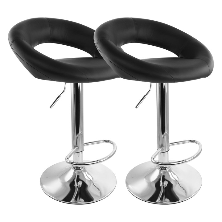 Elama 2 Piece Retro Adjustable Faux Leather Bar Stoolwith Chrome Base
