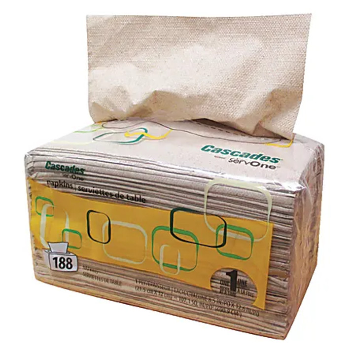 Cascades PRO Perform Interfold Napkins , 1-Ply, Natural, Sleeve of 188 Napkins