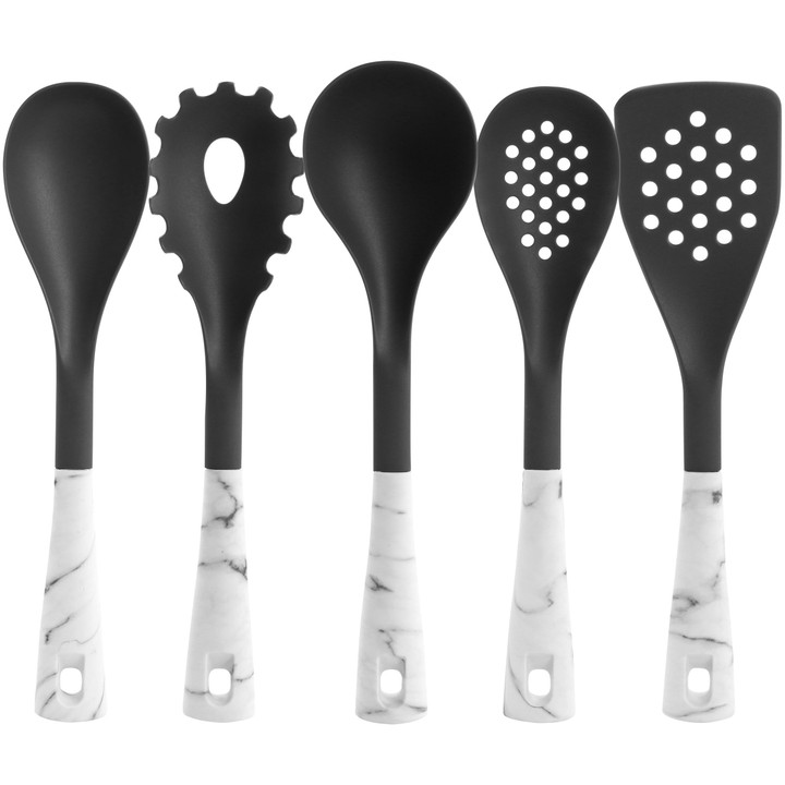 Oster 5 Piece Nylon Kitchen Tool Set in White Marble