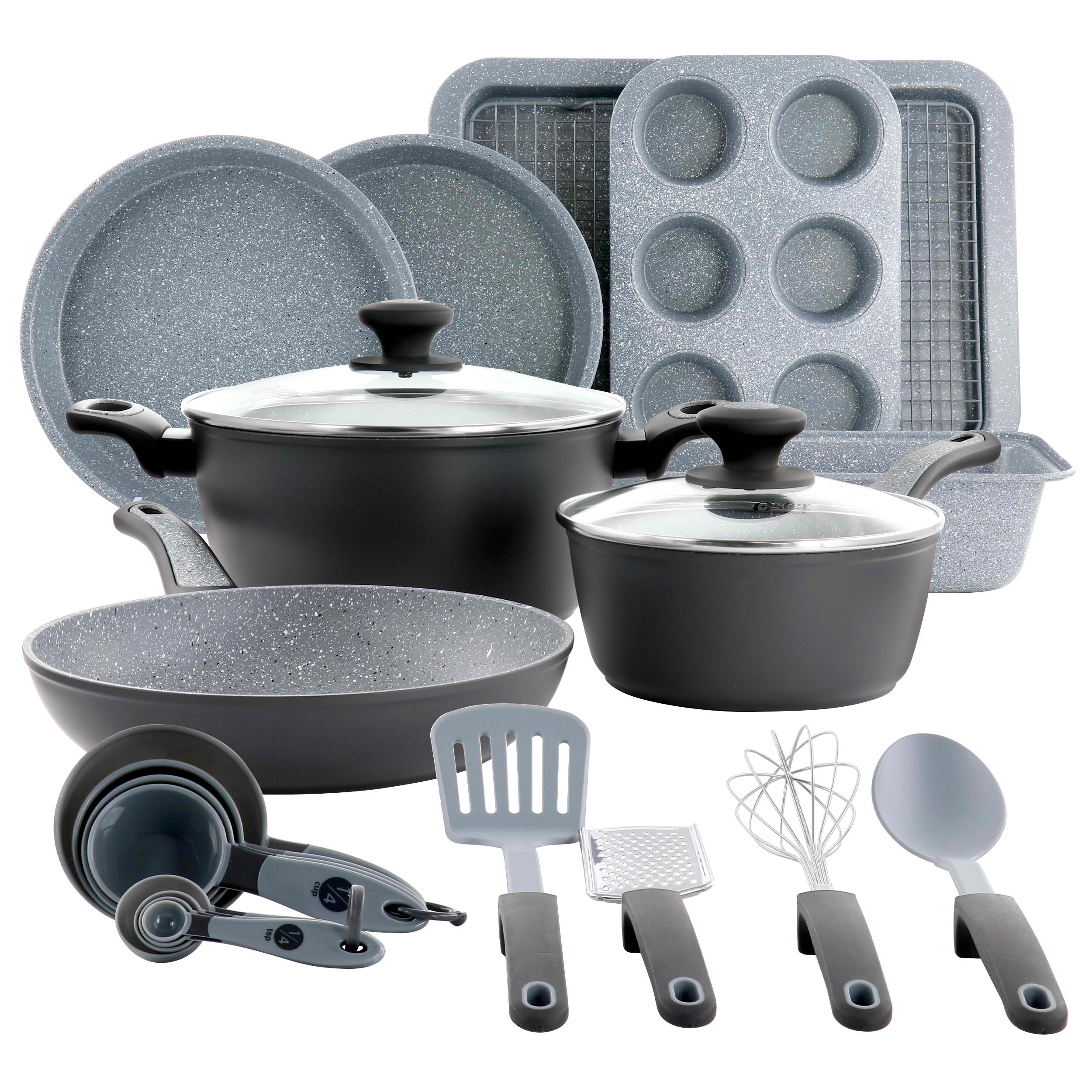 Oster Legacy 8 Piece Aluminum Nonstick Cookware Set in Gray