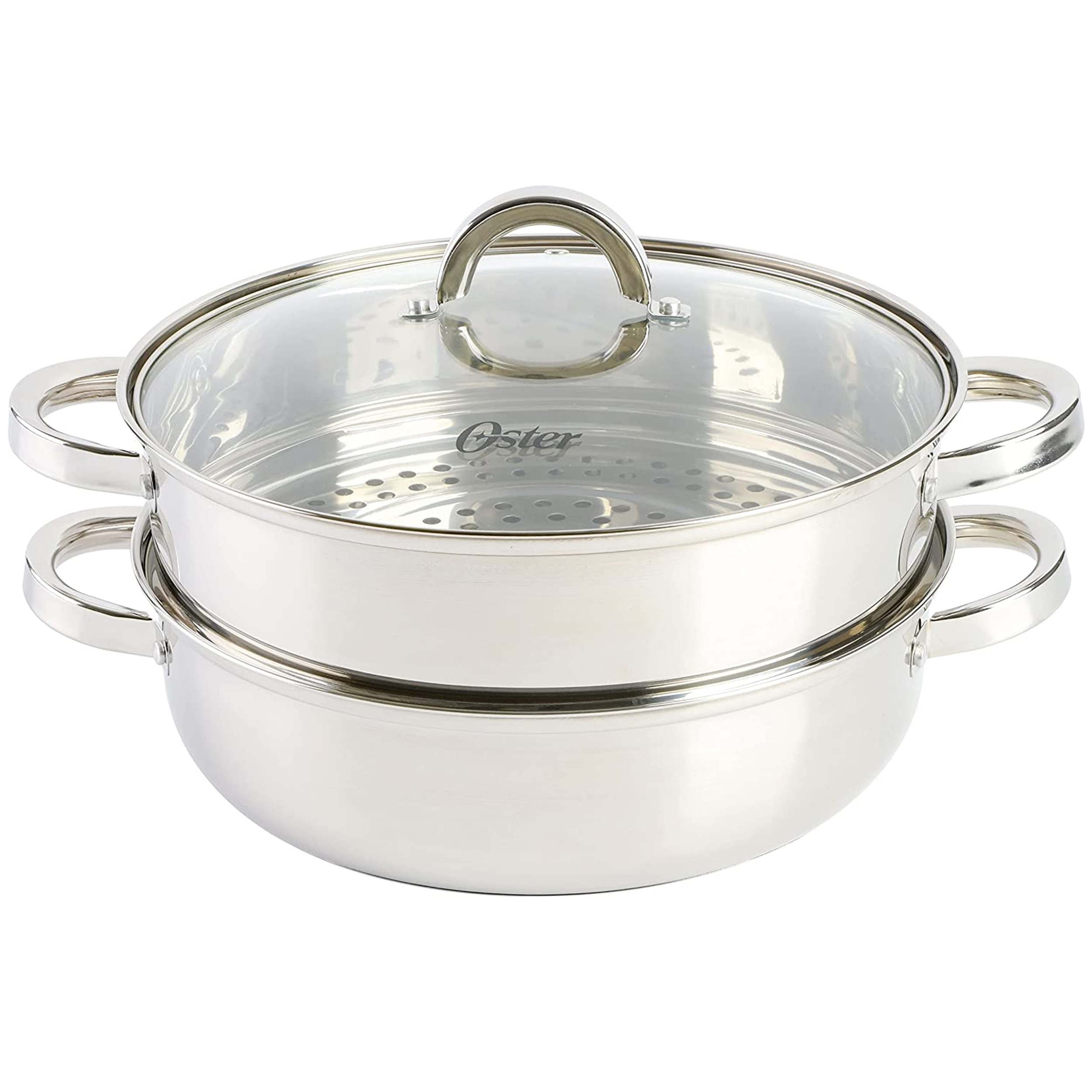 Oster Sangerfield 5 Piece 4 Quart Stainless Steel Dutch Oven with Lid and 3-Section Dividers