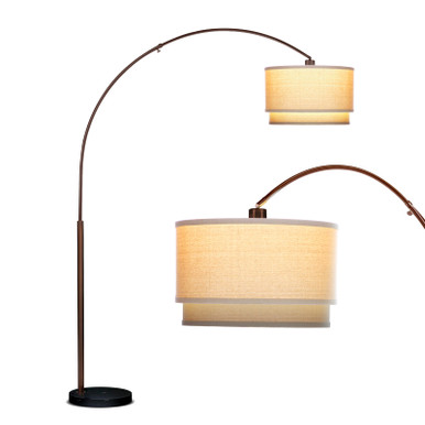 Mason LED Arc Floor Lamp with Marble Base - Bronze