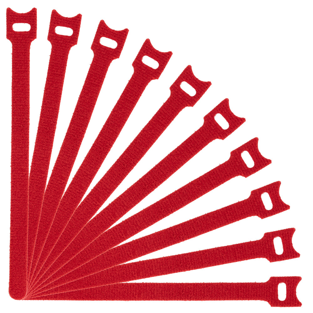 NavePoint 6 Inch Hook and Loop Cable Ties Red - 25 Pack