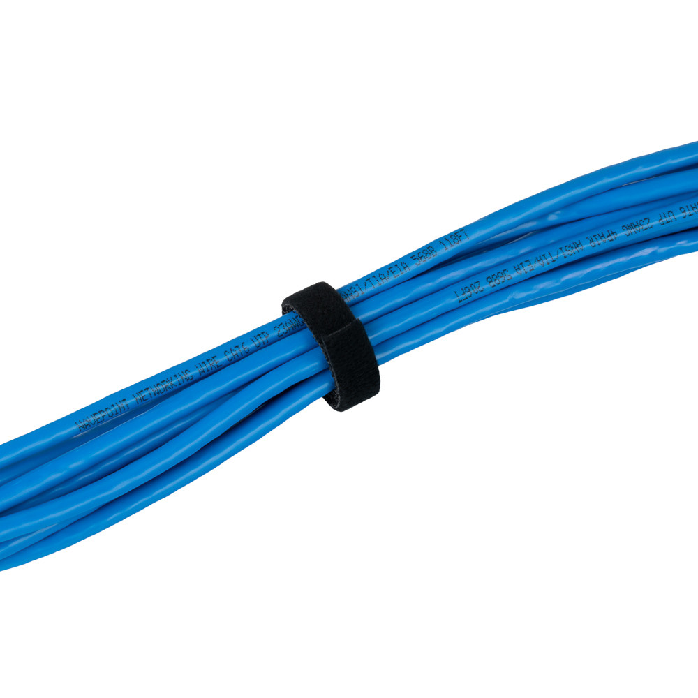 NavePoint 1/2 Inch Roll Hook & Loop Cable Ties - 33ft Black