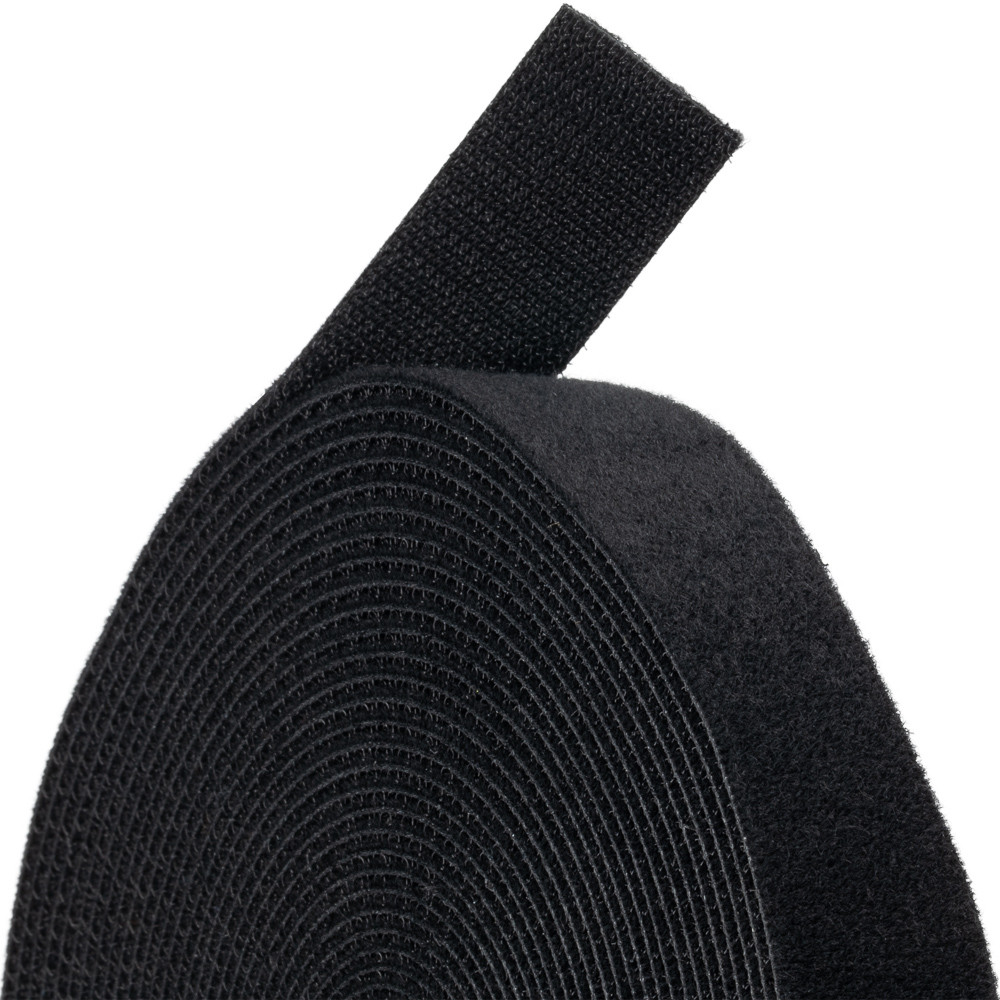 NavePoint 1 Inch Roll Hook & Loop Cable Ties - 82ft Black