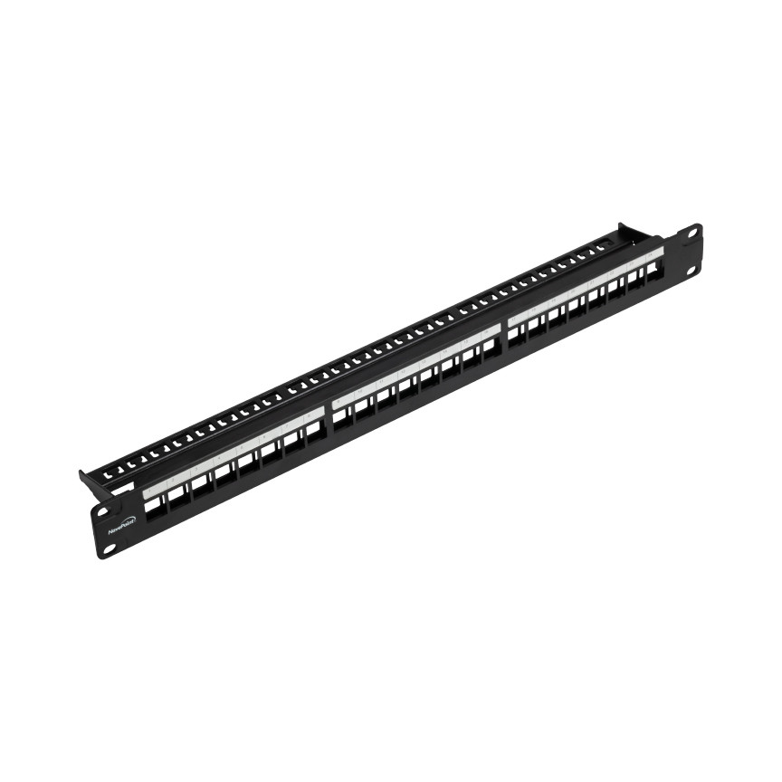 NavePoint 24-Port Modular Patch Panel 1U, Black
