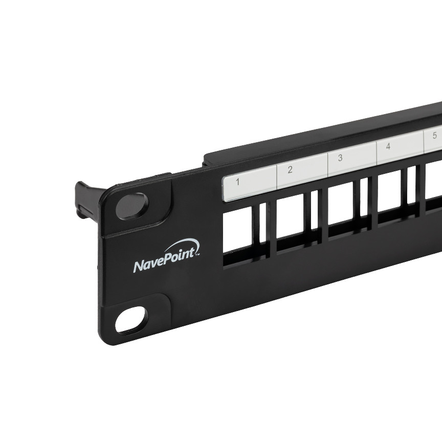 NavePoint 24-Port Modular Patch Panel 1U, Black
