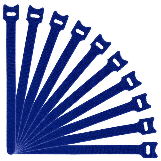 NavePoint 8 Inch Hook and Loop Cable Ties Blue - 25 Pack