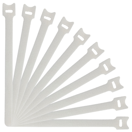 NavePoint 10 Inch Hook and Loop Cable Ties White - 25 Pack