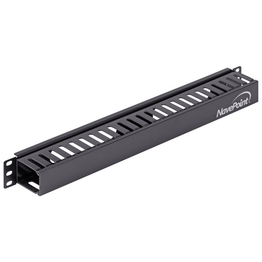 NavePoint 1U Horizontal Plastic Cable Management Raceway 2 inches deep, Black