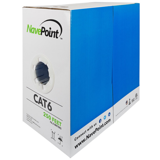 NavePoint CAT6 Bulk Network Cable Ethernet UTP CCA - 250 Ft Blue