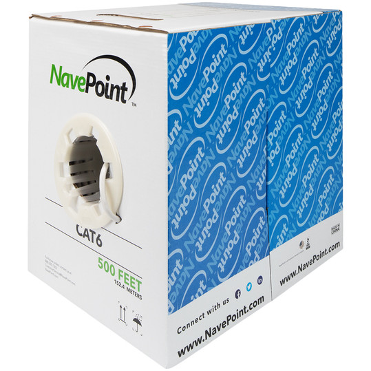 NavePoint CAT6 Bulk Network Cable Ethernet UTP CCA - 500 Ft Gray