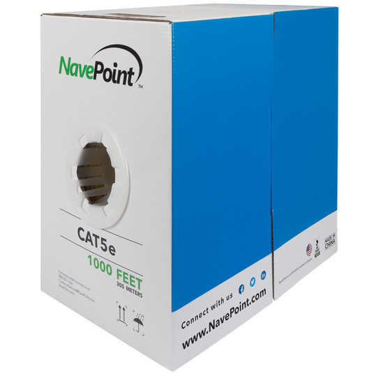 NavePoint CAT5e Bulk Network Cable Ethernet UTP CCA - 1000 Ft Yellow