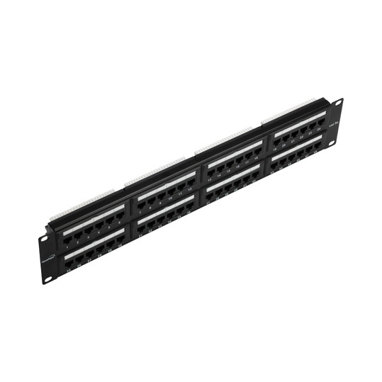 NavePoint 48-Port CAT5e UTP Patch Panel 2U, Black