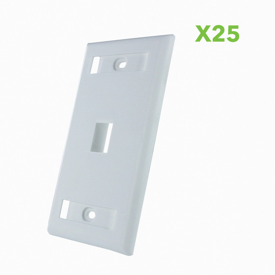 NavePoint Keystone Wall Plate White 1-Port 25-pack