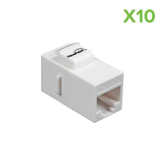 NavePoint CAT5e Keystone Coupler with PCB White 10-pack