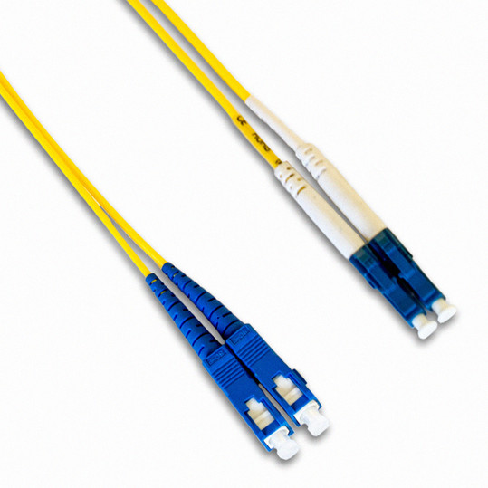 NavePoint SC-LC Fiber Optic Cable Duplex 9/125 Singlemode 25M Yellow