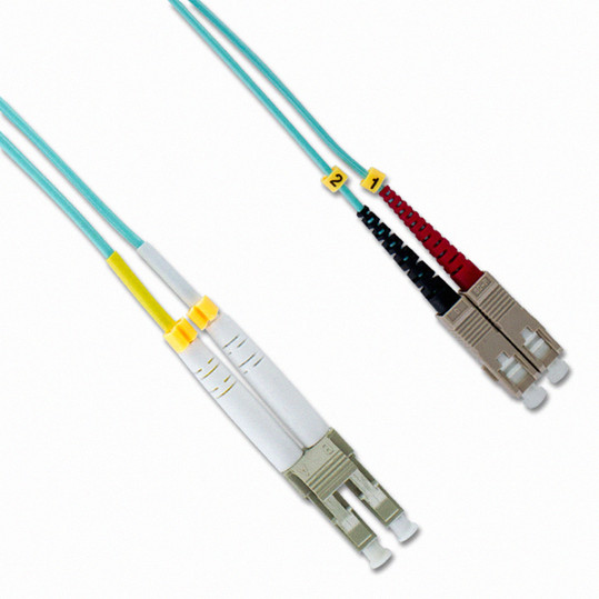 NavePoint LC-SC 10GB Fiber Optic Cable Duplex 50/125 Multimode 1M Aqua