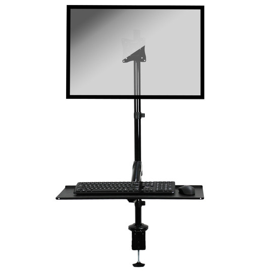 NavePoint Sit Stand Single Monitor Mount Gas Spring Keyboard Tray Workstation