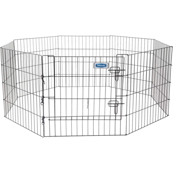 Petmate Exercise Pen Single Door with Snap Hook Design and Ground Stakes for Dogs Black - 24" tall - 1 count
