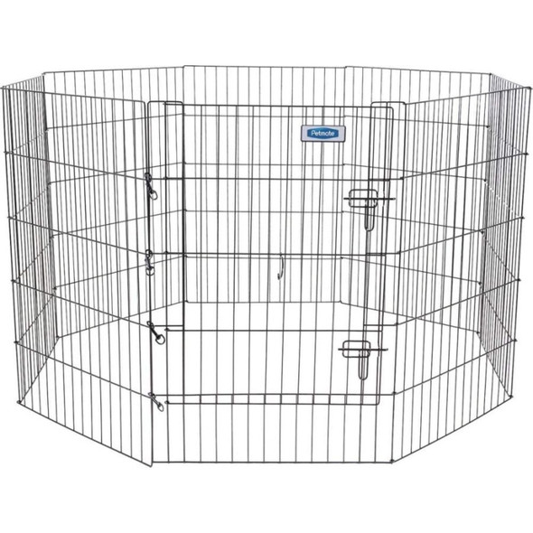 Petmate Exercise Pen Single Door with Snap Hook Design and Ground Stakes for Dogs Black - 36" tall - 1 count