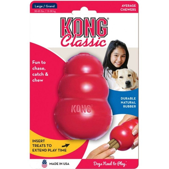 KONG Classic Dog Toy - Red - Large - Dogs 30-65 lbs (4" Tall x 1" Diameter)