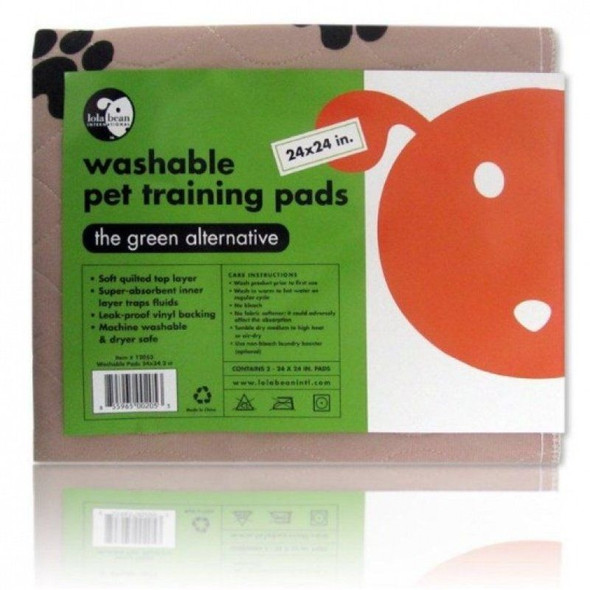 Lola Bean Washable Pet Training Pads - 24" Long x 24" Wide (2 Pack)