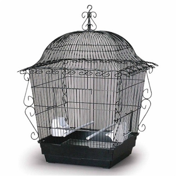 Elegant Scrollwork Bird Cage - White