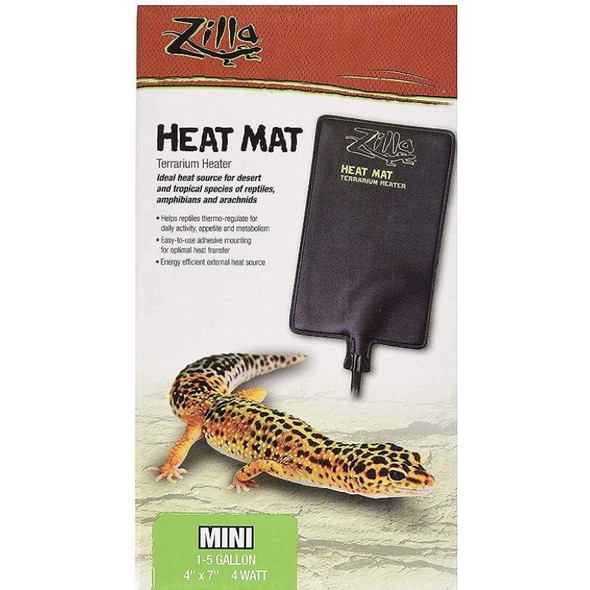 Zilla Heat Mat Terrarium Heater - Mini - 4 Watt - 1-5 Gallon Tanks - (4" x 7")