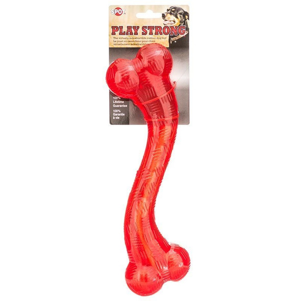 Spot Play Strong Rubber Stick Dog Toy - Red - 12" Long