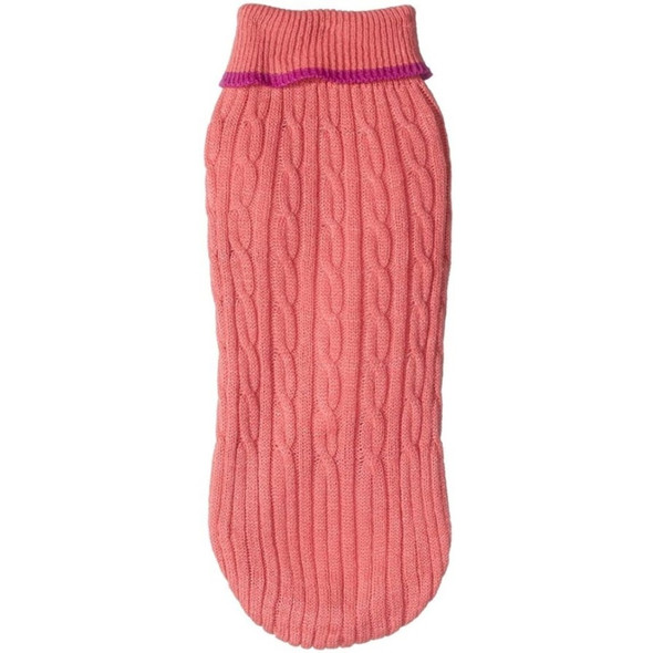 Fashion Pet Cable Knit Dog Sweater - Pink - Medium (14"-19" From Neck Base to Tail)