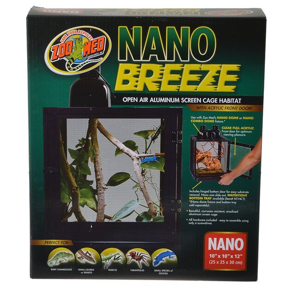 Zoo Med Nano Breeze Aluminum Screen Cage Habitat - 1 Pack (10"L x 10"W x 12"H)